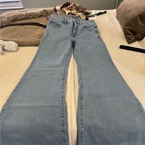 Express Light Blue Wide-Leg Flare Jeans